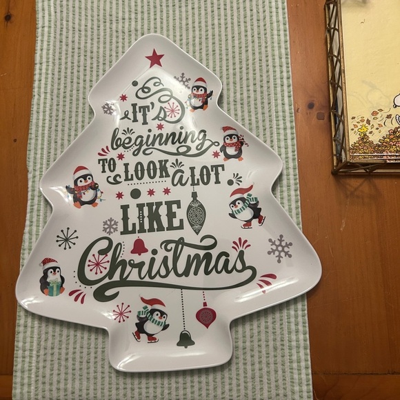 Christmas Tree Shaped Plate Penguin It’s Beginning to Look a lot like Christmas - Picture 12 of 16